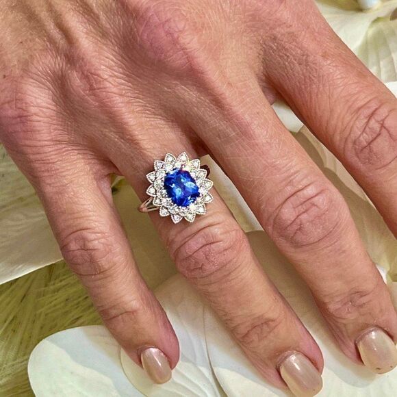 Natural Tanzanite Diamond Ring 6.5 14k W Gold 2.61 TCW Certified $4,950 217842 - Picture 10 of 16